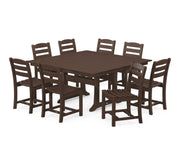 La Casa Café 9 Piece Farmhouse Trestle Dining Set - The Great Escape