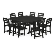 La Casa Café 9 Piece Nautical Trestle Dining Set - The Great Escape