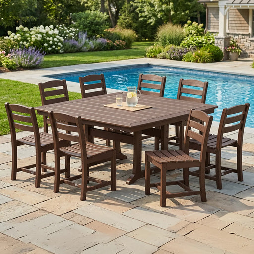 La Casa Café 9 Piece Nautical Trestle Dining Set - The Great Escape