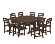 La Casa Café 9 Piece Nautical Trestle Dining Set - The Great Escape