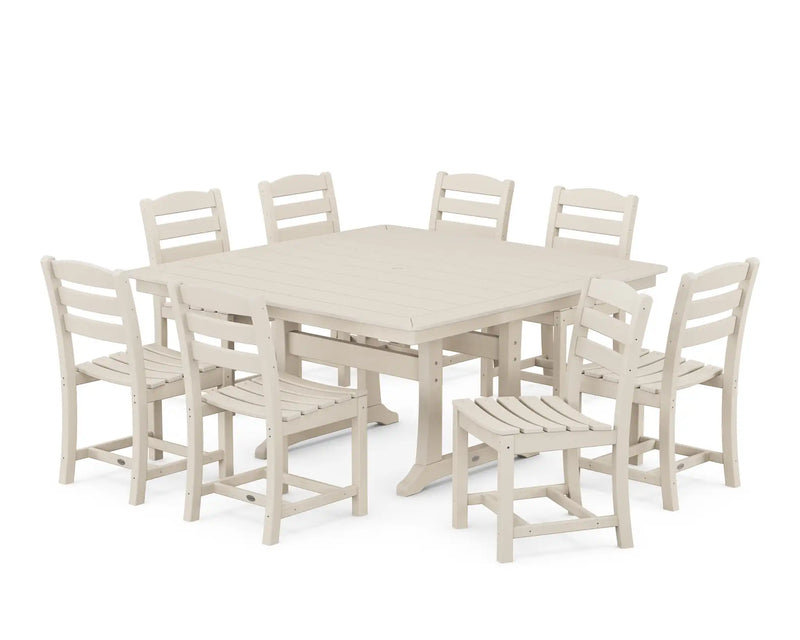 La Casa Café 9 Piece Nautical Trestle Dining Set - The Great Escape