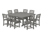 La Casa Café 9 Piece Nautical Trestle Dining Set - The Great Escape