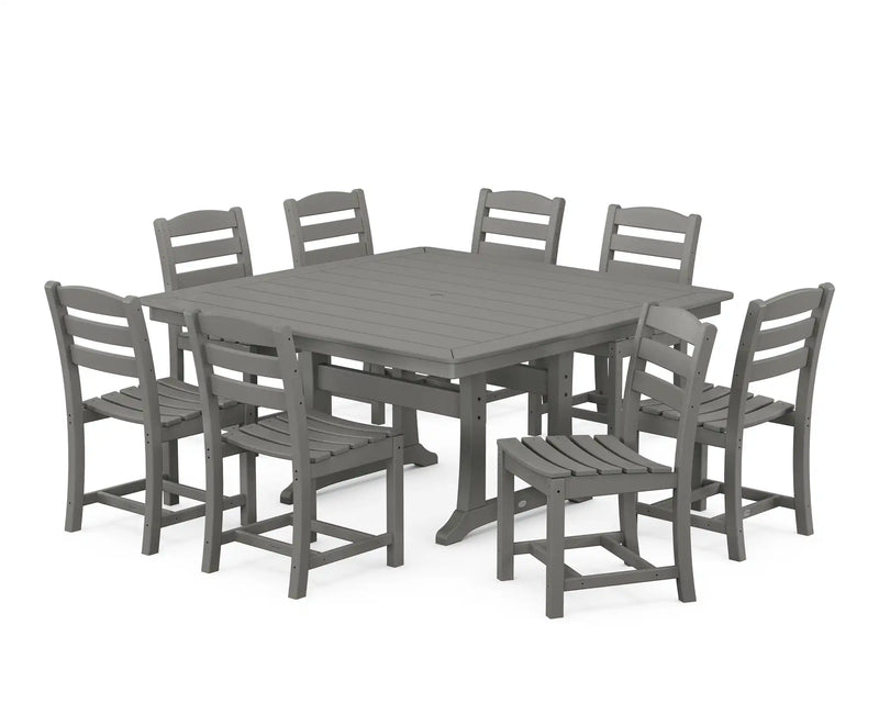 La Casa Café 9 Piece Nautical Trestle Dining Set - The Great Escape