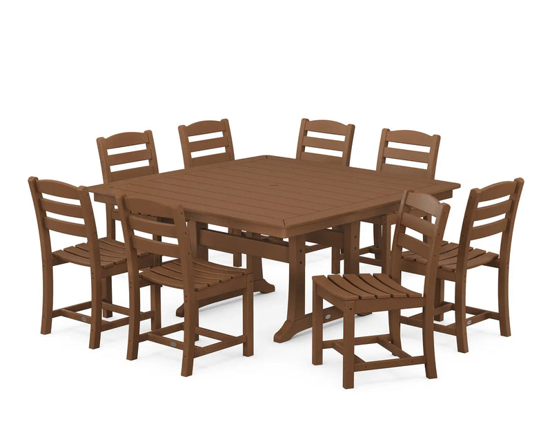 La Casa Café 9 Piece Nautical Trestle Dining Set - The Great Escape