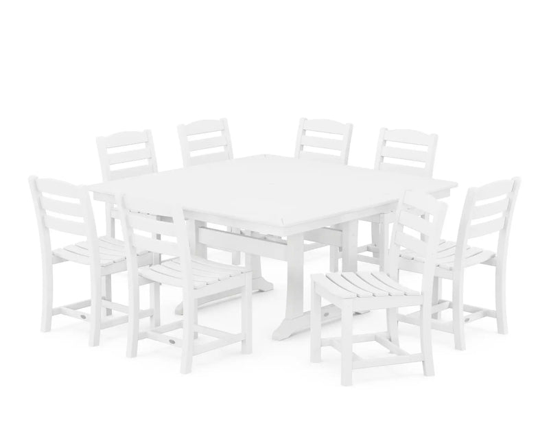 La Casa Café 9 Piece Nautical Trestle Dining Set - The Great Escape