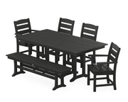 Lakeside 6 Piece Farmhouse Dining Set W/ Bench - The Great Escape