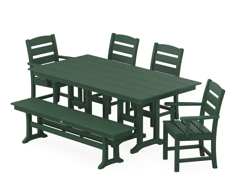 Lakeside 6 Piece Farmhouse Dining Set W/ Bench - The Great Escape