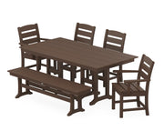 Lakeside 6 Piece Farmhouse Dining Set W/ Bench - The Great Escape