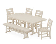 Lakeside 6 Piece Farmhouse Dining Set W/ Bench - The Great Escape