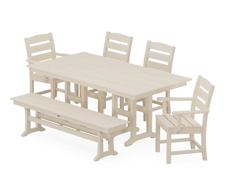 Lakeside 6 Piece Farmhouse Dining Set W/ Bench - The Great Escape