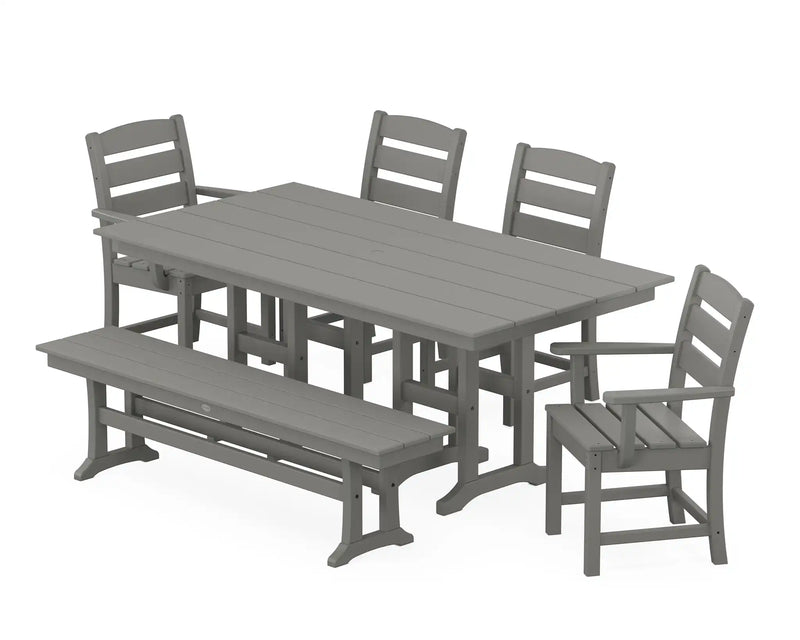 Lakeside 6 Piece Farmhouse Dining Set W/ Bench - The Great Escape