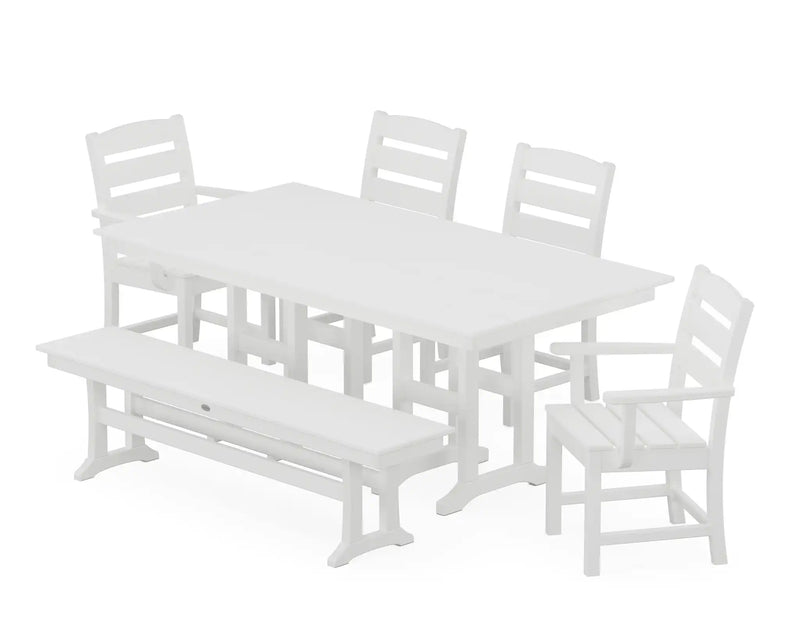 Lakeside 6 Piece Farmhouse Dining Set W/ Bench - The Great Escape