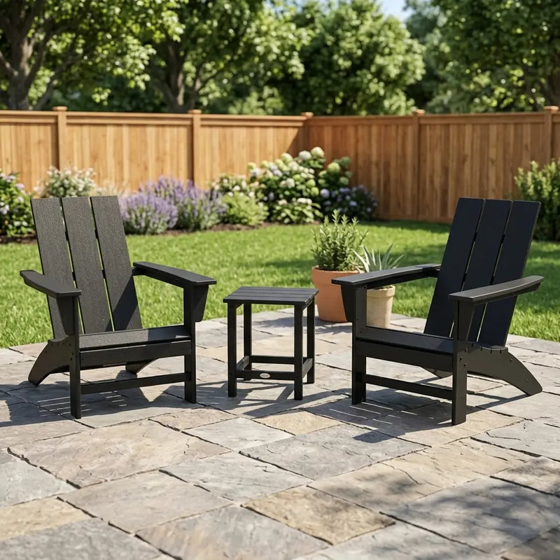 Modern 3 Piece Adirondack Set W/ 18" Long Island Side Table - The Great Escape
