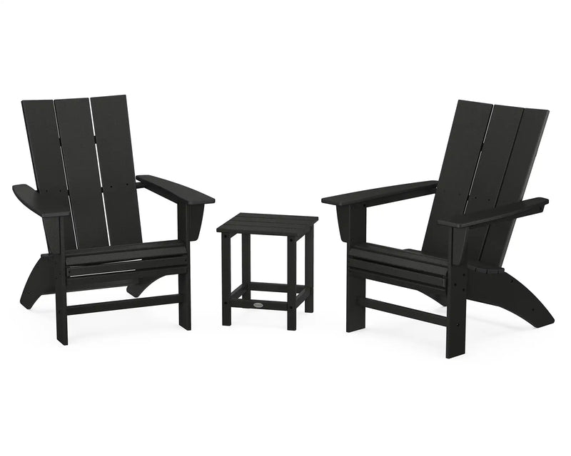 Modern 3 Piece Curveback Adirondack Set W/ 18" Long Island Side Table - The Great Escape