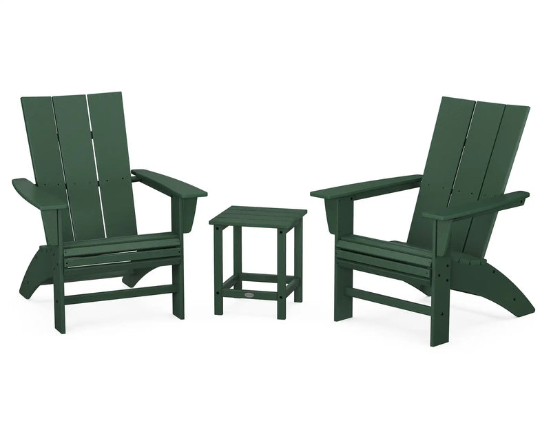 Modern 3 Piece Curveback Adirondack Set W/ 18" Long Island Side Table - The Great Escape