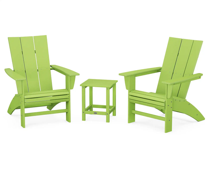 Modern 3 Piece Curveback Adirondack Set W/ 18" Long Island Side Table - The Great Escape