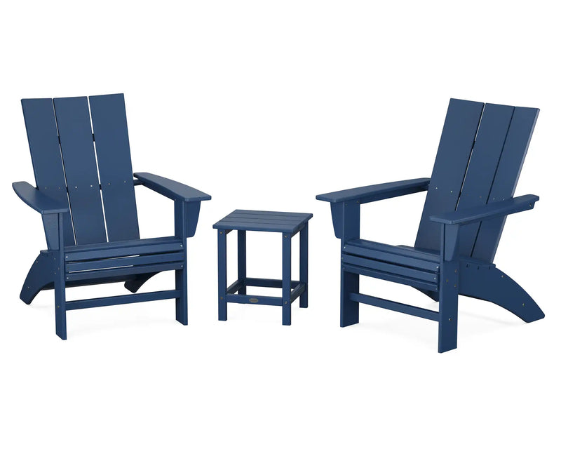 Modern 3 Piece Curveback Adirondack Set W/ 18" Long Island Side Table - The Great Escape