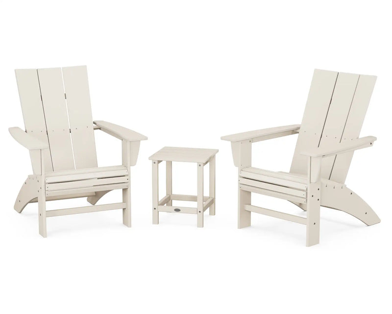 Modern 3 Piece Curveback Adirondack Set W/ 18" Long Island Side Table - The Great Escape