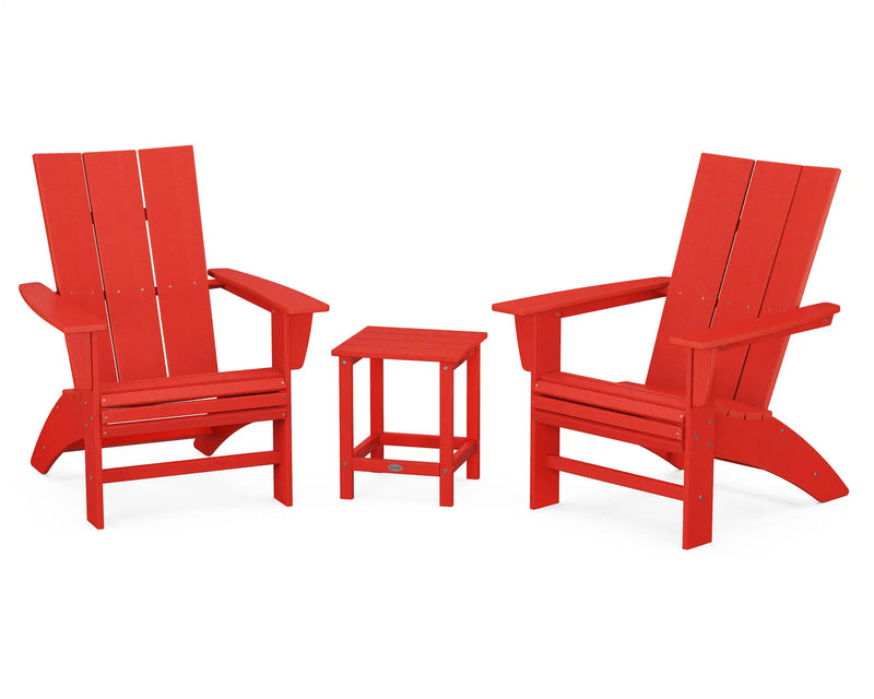 Modern 3 Piece Curveback Adirondack Set W/ 18" Long Island Side Table - The Great Escape