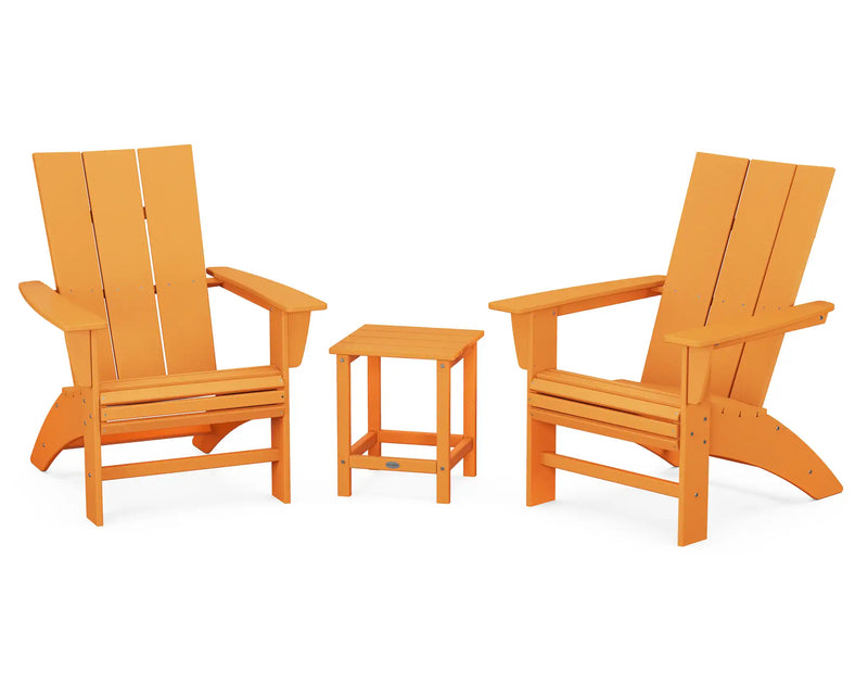 Modern 3 Piece Curveback Adirondack Set W/ 18" Long Island Side Table - The Great Escape