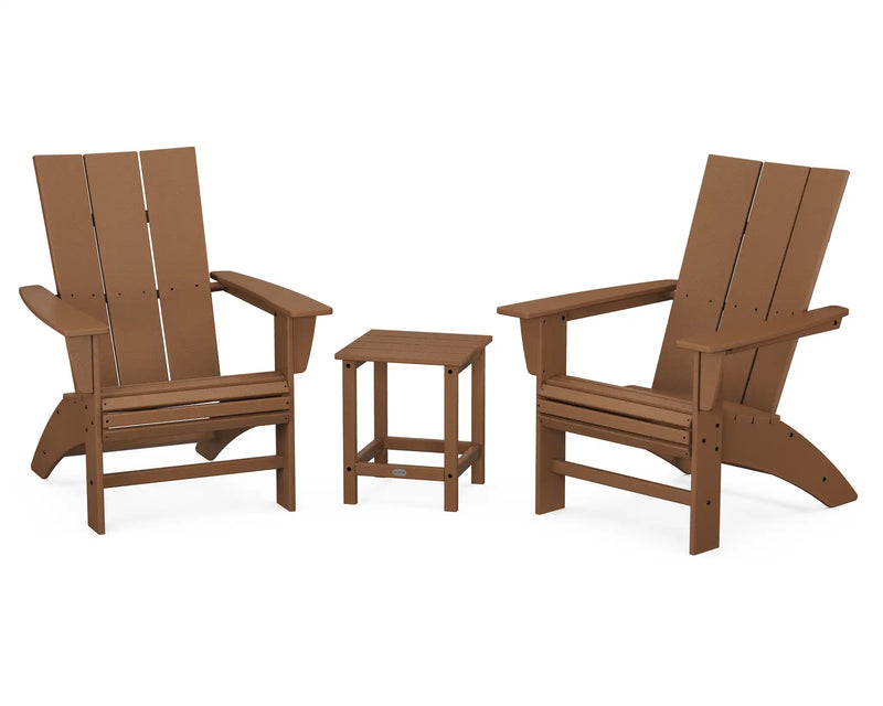 Modern 3 Piece Curveback Adirondack Set W/ 18" Long Island Side Table - The Great Escape