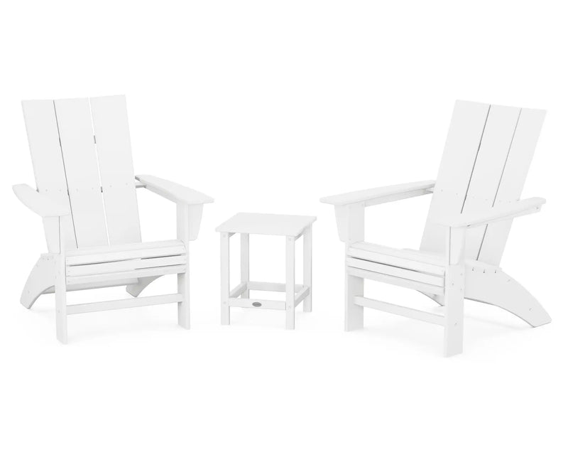 Modern 3 Piece Curveback Adirondack Set W/ 18" Long Island Side Table - The Great Escape