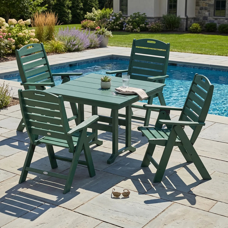 Picture of Nautical Folding Highback Chair 5 Piece Farmhouse Dining Set