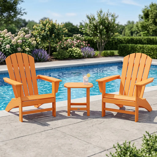 Nautical 3 Piece Adirondack Set W/ 18" South Beach Side Table - The Great Escape