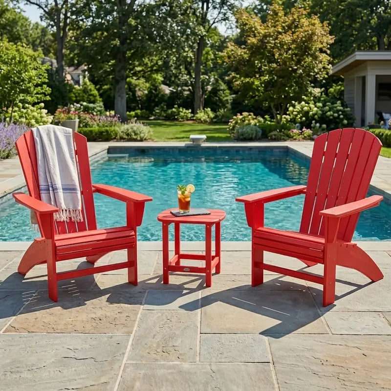 Nautical 3 Piece Curveback Adirondack Set - The Great Escape