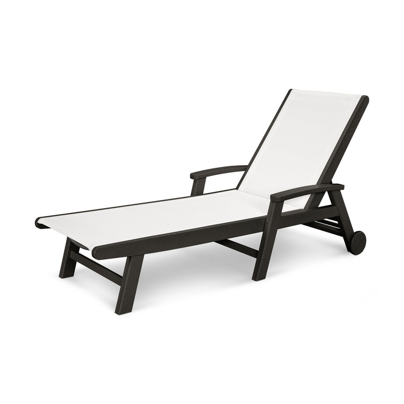 Picture of the Coastal Chaise with Wheels in Black with a White Sling