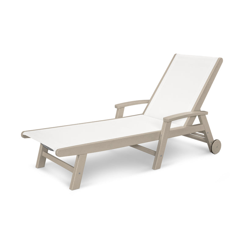 Picture of the Coastal Chaise with Wheels in Sand with a White Sling