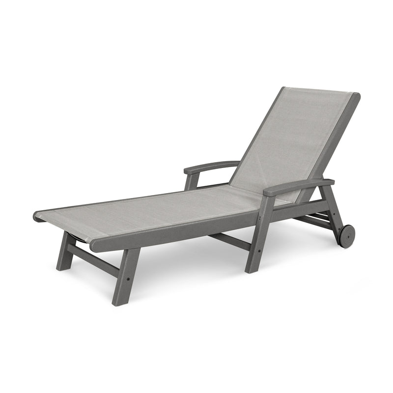 Picture of the Coastal Chaise with Wheels in Slate Grey with a Metallic Sling