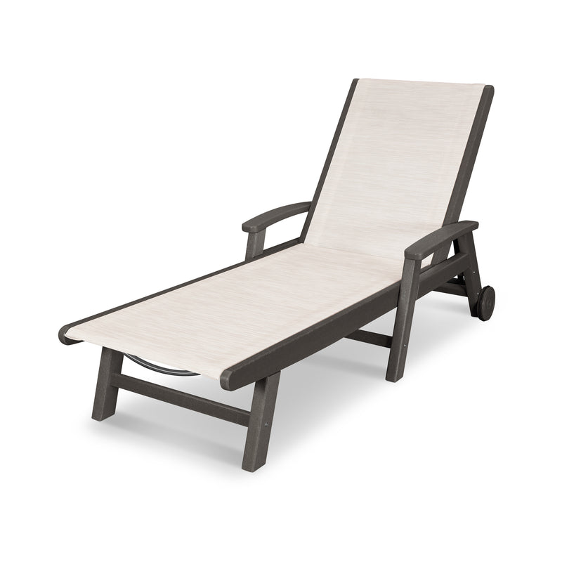 Picture of the Coastal Chaise with Wheels in Vintage Coffee with a Parchment Sling