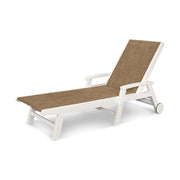 Picture of the Coastal Chaise with Wheels in White with a Burlap Sling
