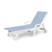Picture of the Coastal Chaise with Wheels in White with a Pool Sling