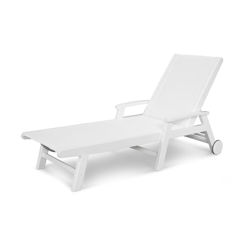 Picture of the Coastal Chaise with Wheels in White with a White Sling