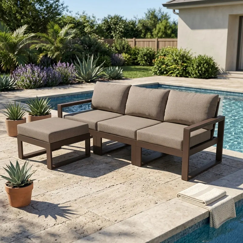 Picture of Edge 4 Piece Modular Seating Set W/ Ottoman in Mahogany
