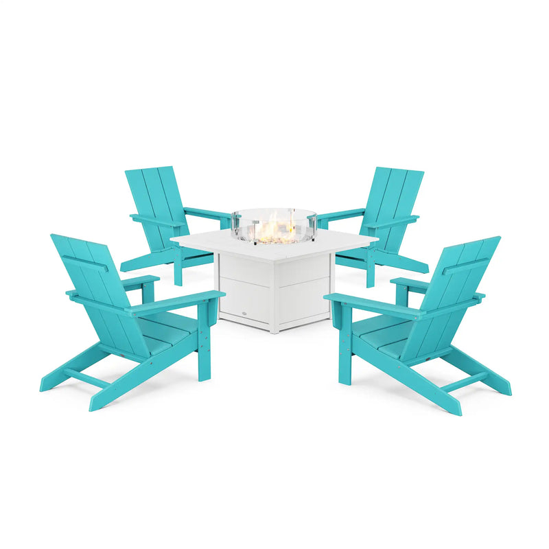 Modern Studio Adirondack 5 Piece Fire Pit Set - The Great Escape
