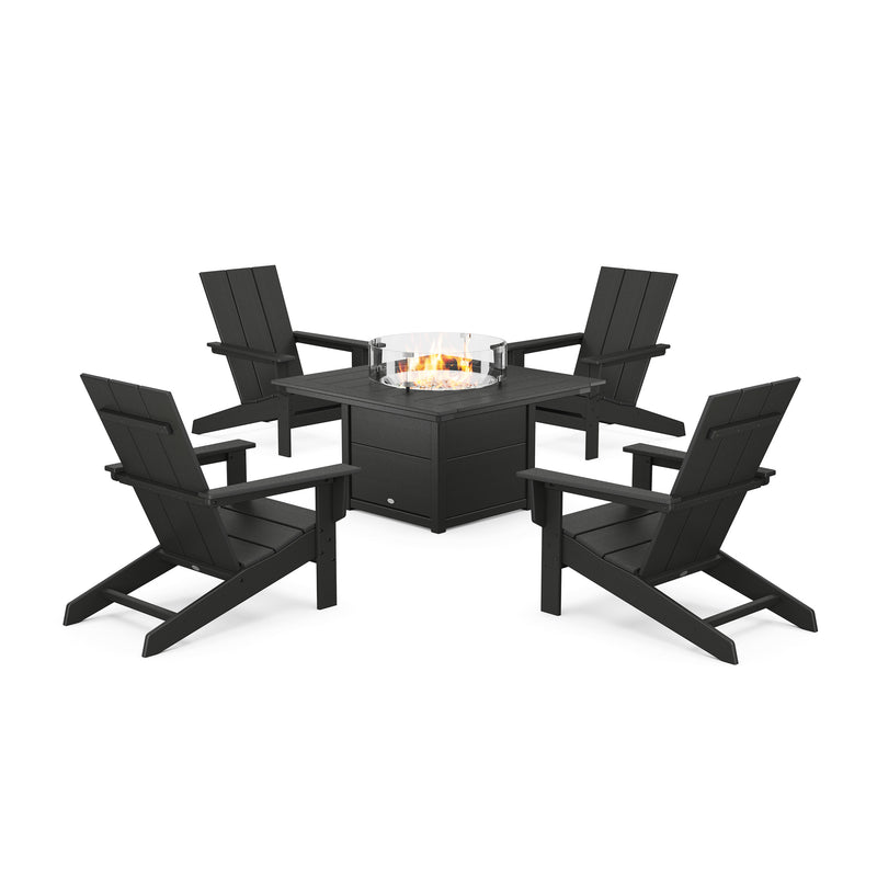 Picture of Modern Studio Adirondack 5 Piece Firepit Group in Black