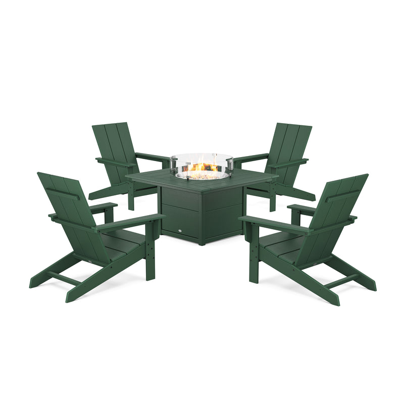 Picture of Modern Studio Adirondack 5 Piece Firepit Group in Green