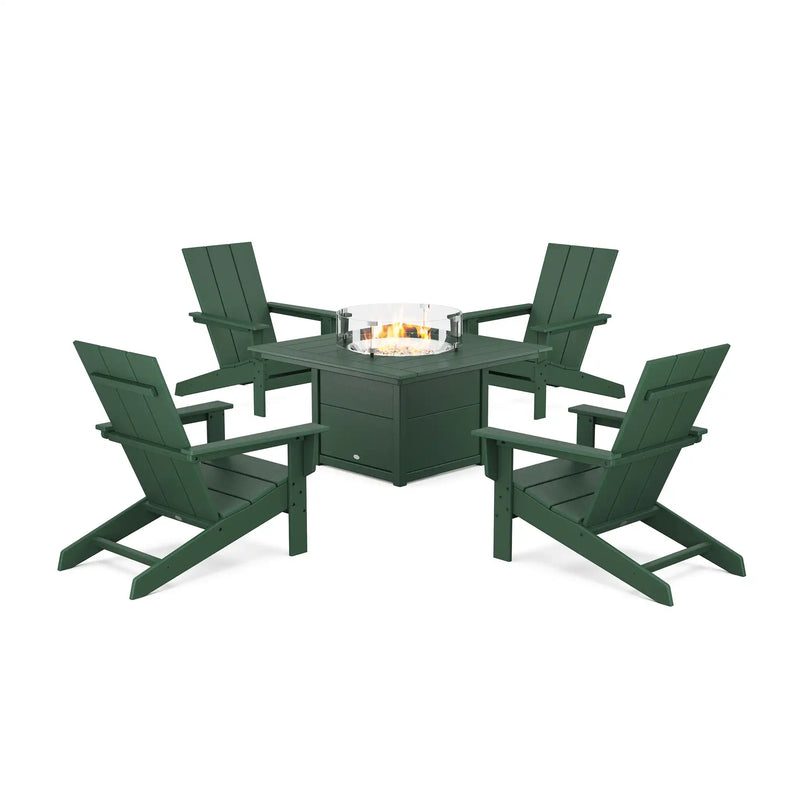 Modern Studio Adirondack 5 Piece Fire Pit Set - The Great Escape