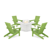 Picture of Modern Studio Adirondack 5 Piece Firepit Group in Lime