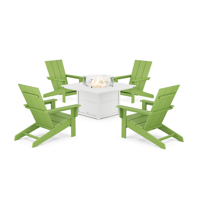 Picture of Modern Studio Adirondack 5 Piece Firepit Group in Lime