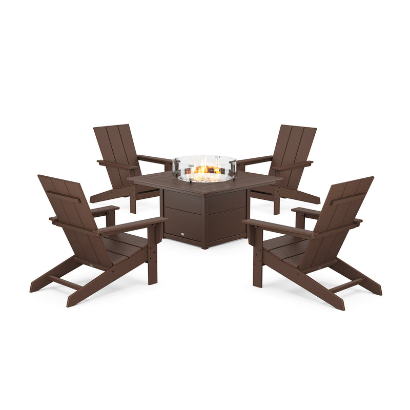 Picture of Modern Studio Adirondack 5 Piece Firepit Group in Mahogany