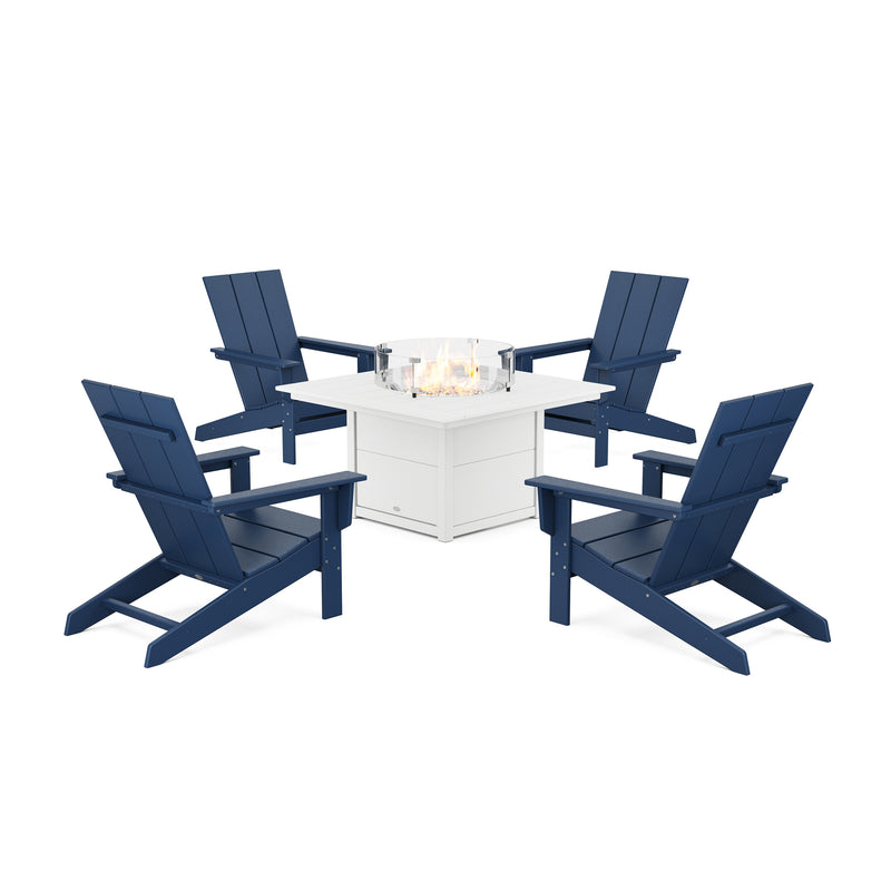 Picture of Modern Studio Adirondack 5 Piece Firepit Group in Navy