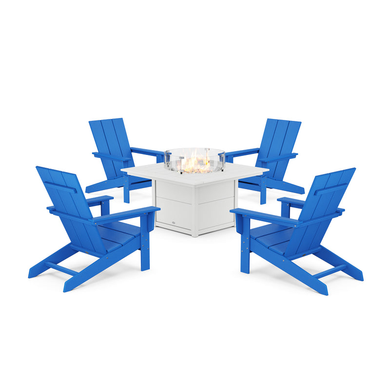 Picture of Modern Studio Adirondack 5 Piece Firepit Group in Pacific Blue