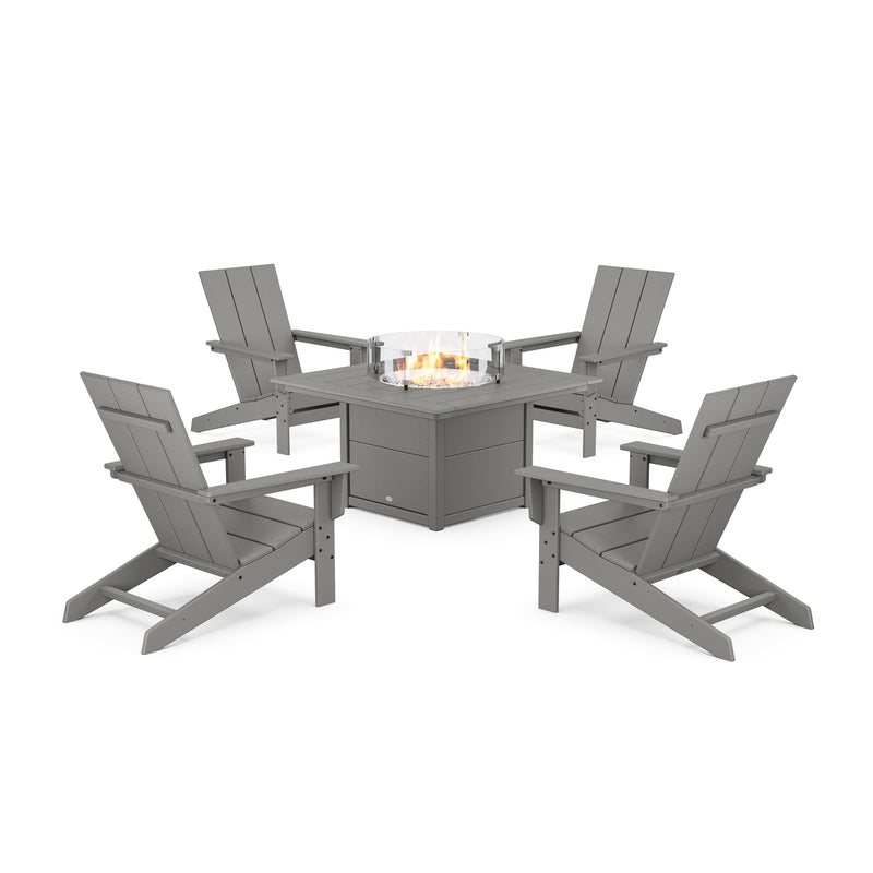 Picture of Modern Studio Adirondack 5 Piece Firepit Group in Slate Grey