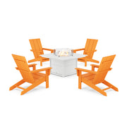 Picture of Modern Studio Adirondack 5 Piece Firepit Group in Tangerine