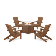 Picture of Modern Studio Adirondack 5 Piece Firepit Group in Teak