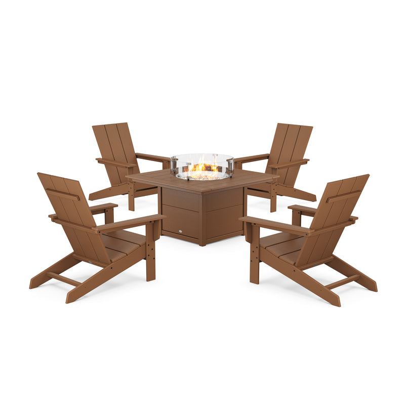 Picture of Modern Studio Adirondack 5 Piece Firepit Group in Teak